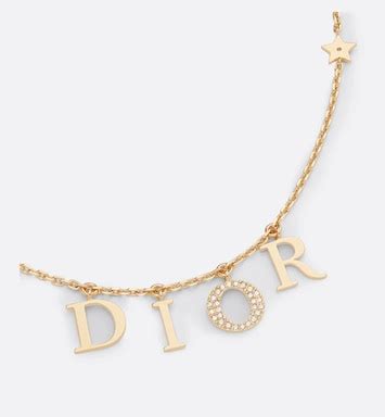 dior dio evolution necklace gold-finish metal and white crystals women